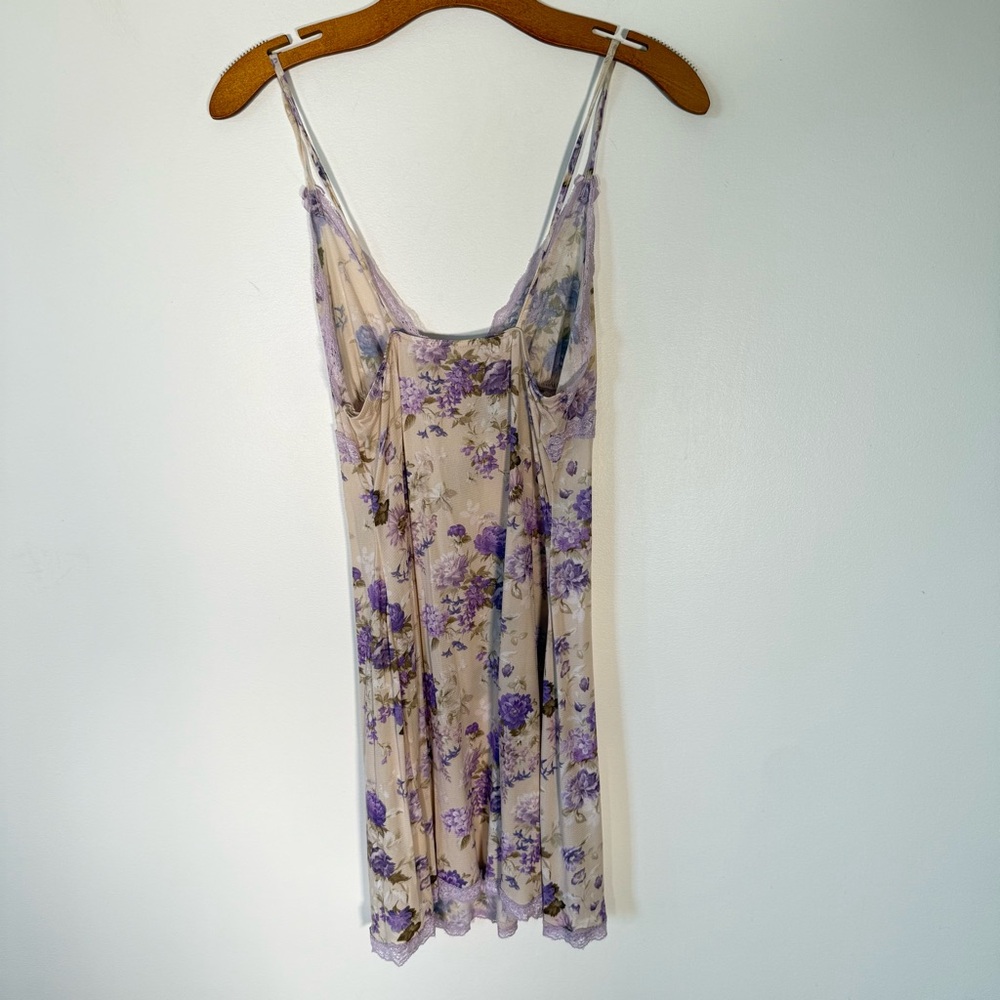 Hanna Babydoll Top Floral Butter Yellow Purple Slip Coquette Bow Detail Dainty M - Picture 3 of 9